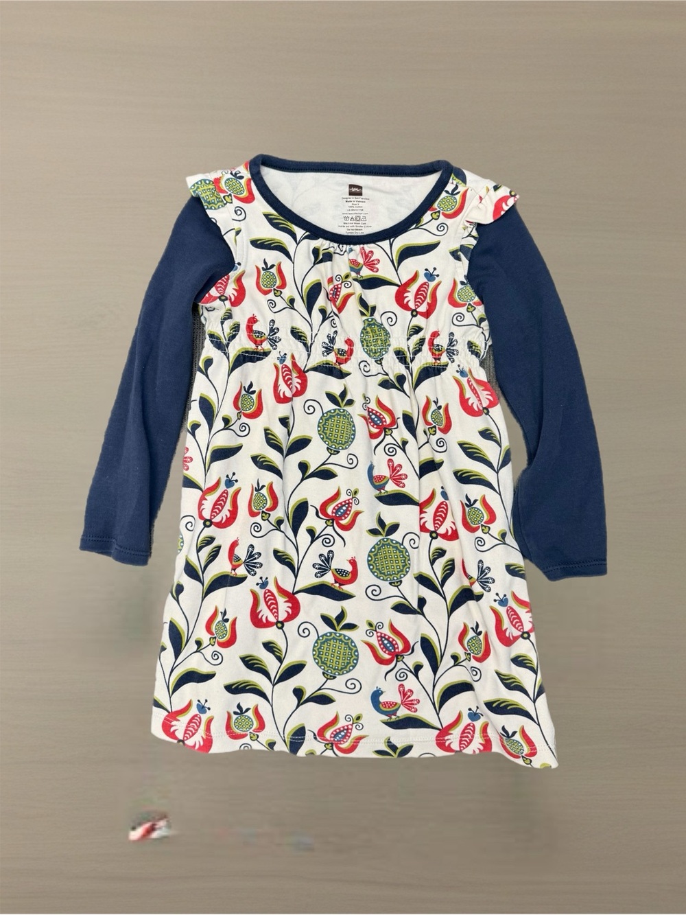 Tea Collection Dress Long-Sleeve Floral Pattern Toddler 3T
